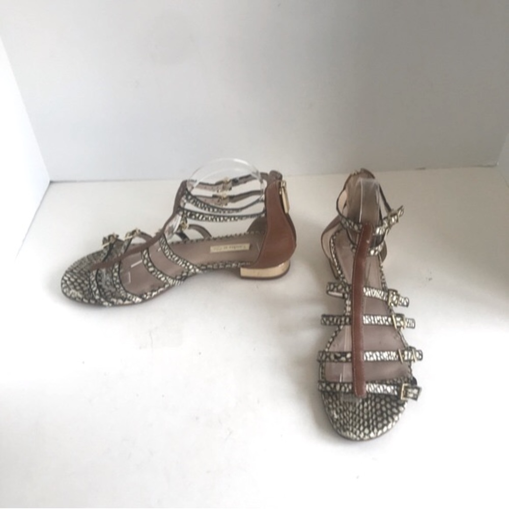Louise Et Cie Tan Leather Snakeskin ANJA Open Toe Gladiator Sandals EU 38 - Picture 4 of 12